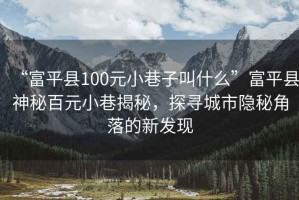 “富平县100元小巷子叫什么”富平县神秘百元小巷揭秘，探寻城市隐秘角落的新发现