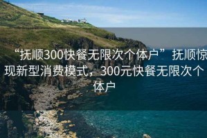 “抚顺300快餐无限次个体户”抚顺惊现新型消费模式，300元快餐无限次个体户