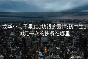 龙华小巷子里100块钱的爱情:初中生100元一次的快餐在哪里