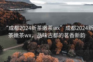 “成都2024新茶嫩茶wx”成都2024新茶嫩茶wx，品味古都的茗香新韵