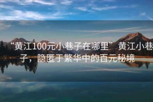 “黄江100元小巷子在哪里”黄江小巷子，隐匿于繁华中的百元秘境