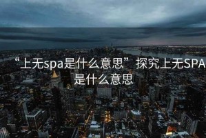 “上无spa是什么意思”探究上无SPA是什么意思