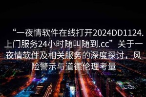 “一夜情软件在线打开2024DD1124.上门服务24小时随叫随到.cc”关于一夜情软件及相关服务的深度探讨，风险警示与道德伦理考量