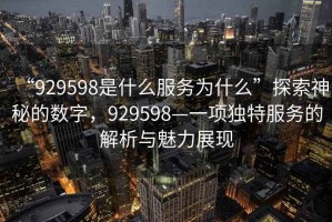 “929598是什么服务为什么”探索神秘的数字，929598—一项独特服务的解析与魅力展现