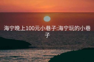 海宁晚上100元小巷子:海宁玩的小巷子