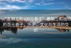 “惠阳三和100元巷子”惠阳三和独特的百元巷子，历史、文化与生活的交织