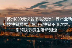 “苏州800元快餐不限次数”苏州全新科技快餐模式，800元快餐不限次数，引领快节奏生活新潮流