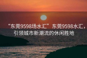 “东莞9598场水汇”东莞9598水汇，引领城市新潮流的休闲胜地