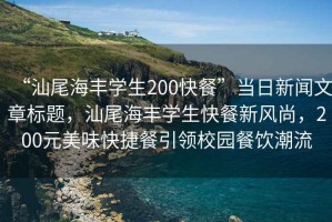 “汕尾海丰学生200快餐”当日新闻文章标题，汕尾海丰学生快餐新风尚，200元美味快捷餐引领校园餐饮潮流