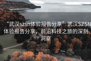 “武汉szsn体验报告分享”武汉SZSN体验报告分享，前沿科技之旅的深刻洞察