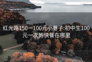 红光路150一100元小巷子:初中生100元一次的快餐在哪里