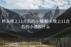 桥头晚上11点后的小巷:桥头晚上11点后的小巷叫什么