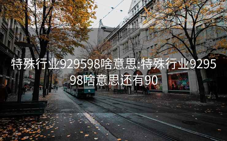 特殊行业929598啥意思:特殊行业929598啥意思还有90