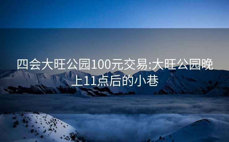 四会大旺公园100元交易:大旺公园晚上11点后的小巷