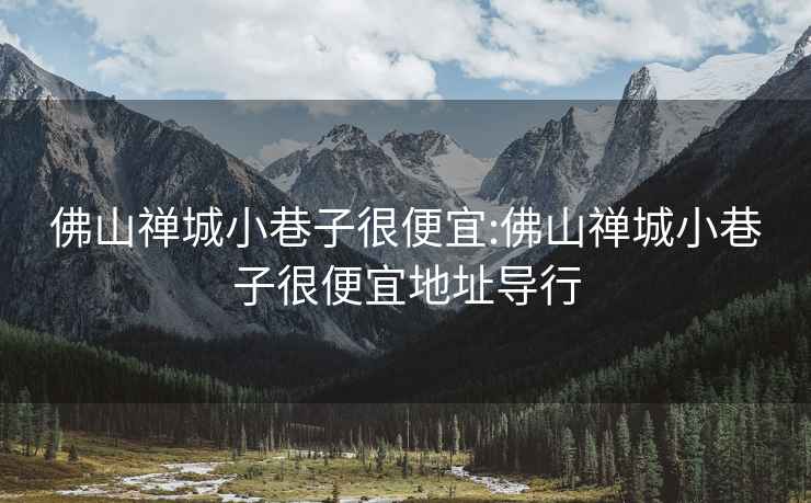 佛山禅城小巷子很便宜:佛山禅城小巷子很便宜地址导行