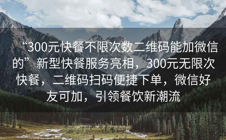 “300元快餐不限次数二维码能加微信的”新型快餐服务亮相，300元无限次快餐，二维码扫码便捷下单，微信好友可加，引领餐饮新潮流