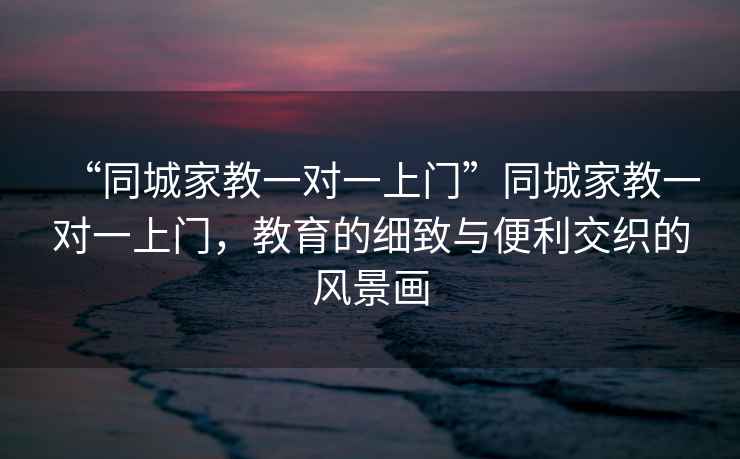 “同城家教一对一上门”同城家教一对一上门，教育的细致与便利交织的风景画