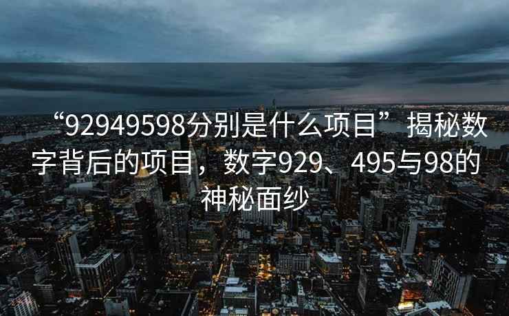 “92949598分别是什么项目”揭秘数字背后的项目，数字929、495与98的神秘面纱