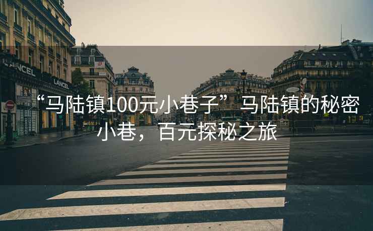 “马陆镇100元小巷子”马陆镇的秘密小巷，百元探秘之旅