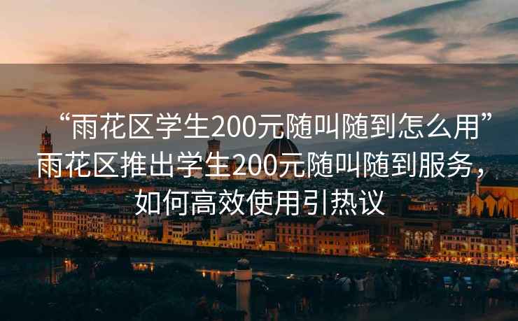 “雨花区学生200元随叫随到怎么用”雨花区推出学生200元随叫随到服务，如何高效使用引热议