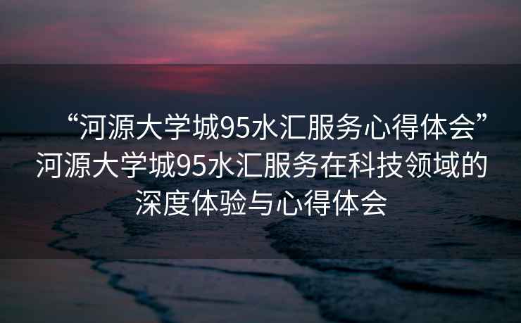 “河源大学城95水汇服务心得体会”河源大学城95水汇服务在科技领域的深度体验与心得体会