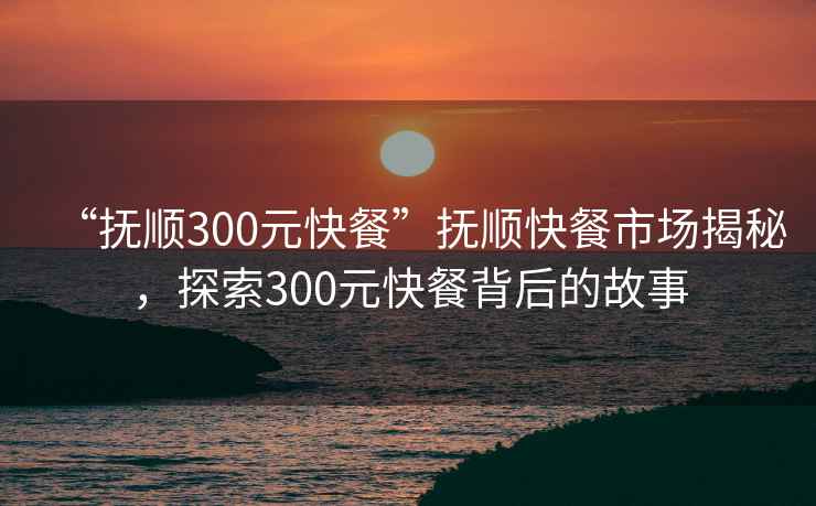 “抚顺300元快餐”抚顺快餐市场揭秘，探索300元快餐背后的故事