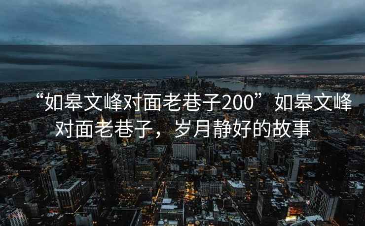 “如皋文峰对面老巷子200”如皋文峰对面老巷子，岁月静好的故事