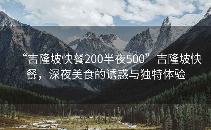 “吉隆坡快餐200半夜500”吉隆坡快餐，深夜美食的诱惑与独特体验