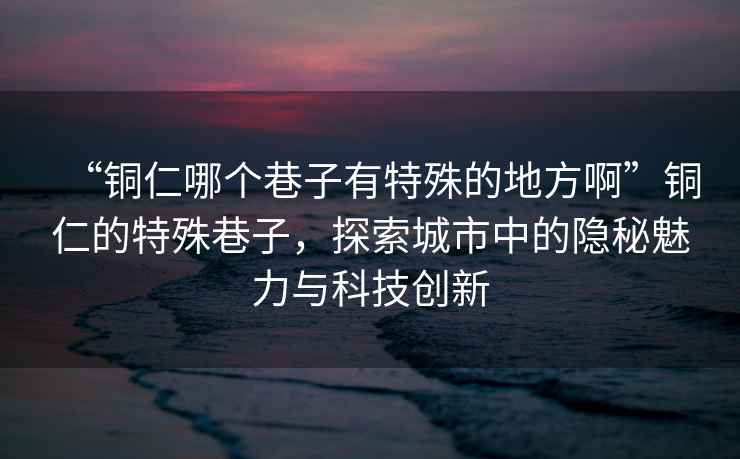 “铜仁哪个巷子有特殊的地方啊”铜仁的特殊巷子，探索城市中的隐秘魅力与科技创新